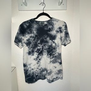 black and white tie dye print graphic t shirt